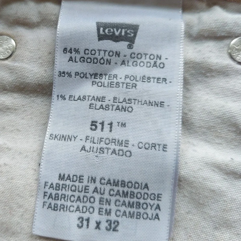 Levi's Pants Mens 31x32 Brown 511 Skinny Fit Stretch Twill Casual Chinos